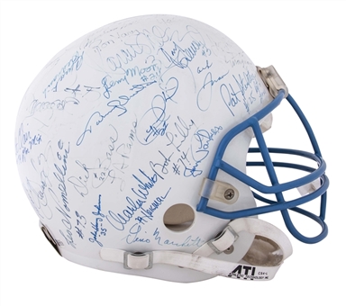 Football Hall of Famers Multi-Signed Full Size White Helmet with 68 Signatures Including Nitschke, Unitas & Sayers (Beckett)